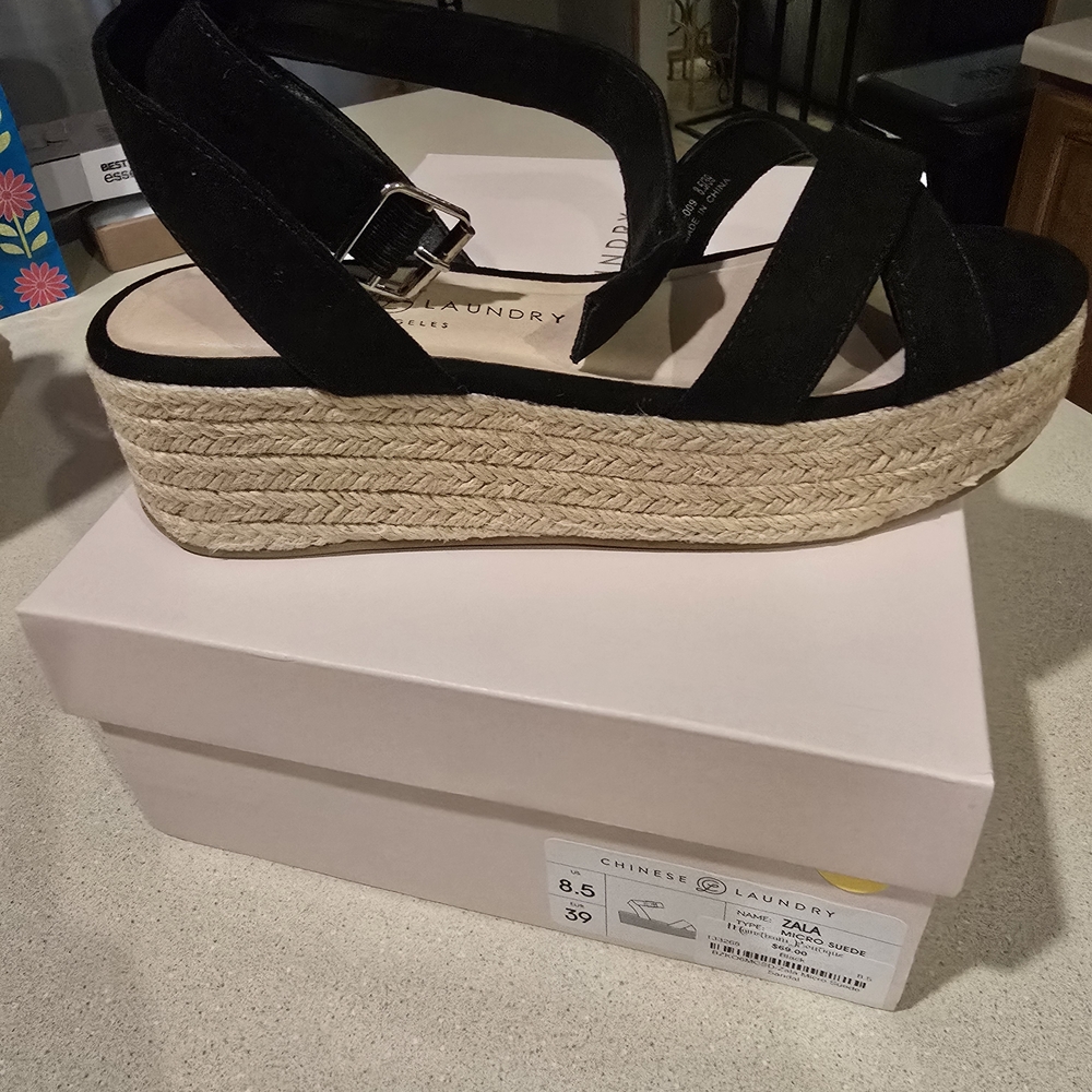 Chinese Laundry Black Espadrille Sandals